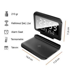 ED228 KABLOSUZ SARJ CİHAZI W65 (MASAÜSTÜ SAAT-ALARM)