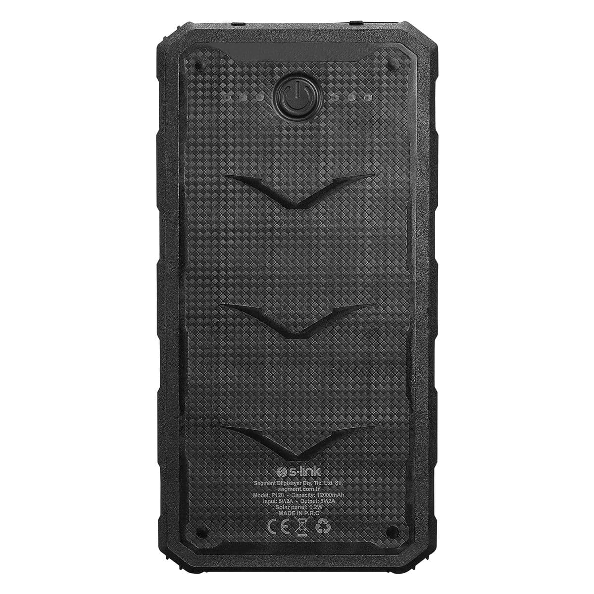 ED267  S-link P120 12000mAh PRM 2*USB+Type-C+Micro Led Lamba + 1.2W Solar Panelli Siyah Taşınabilir Pil Şarj Cihazı Powerbank