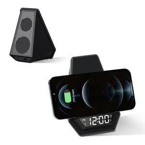 KABLOSUZ SARJ CİHAZI - HOPARLÖR  (AKILLI SAAT-ALARM-IŞIKLI LOGO)