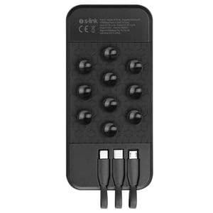 ED275 S-link IP-G14L 10000mAh Gizli Ledli Vantuz+Stand Siyah Dahili Kablolu Taşınabilir Pil Şarj Cihazı Powerbank