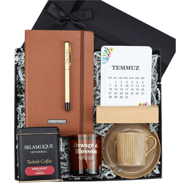 Defter & Kalem & Takvim & Fincan & Mum & Selamlıque Hediye Seti