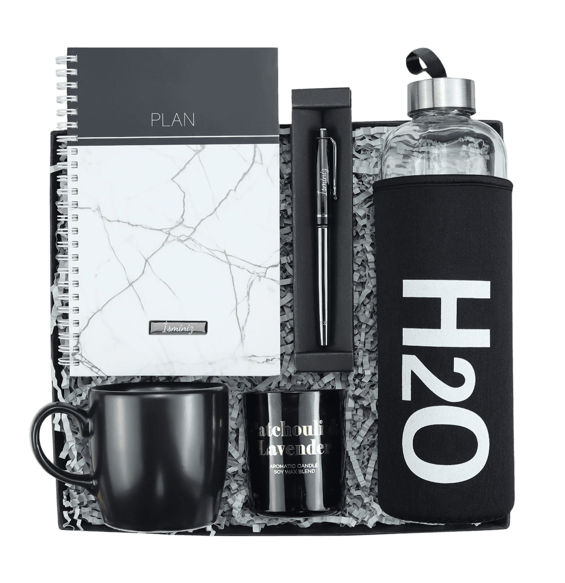 Defter & Kalem & Matara & Kupa & Mum Hediye Seti