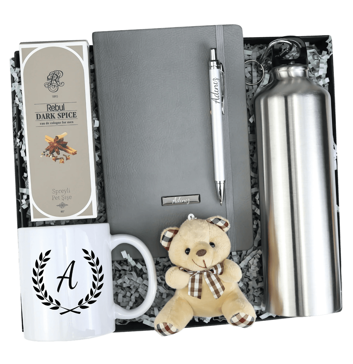 Defter & Kalem & Matara & Kupa & Kolonya & Ayıcık Hediye Seti