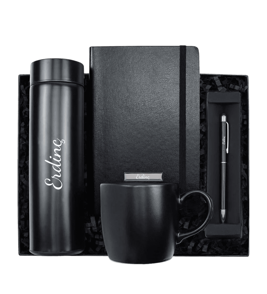 Kişiye Özel Termos & Defter & Siyah Kupa Hediye Seti