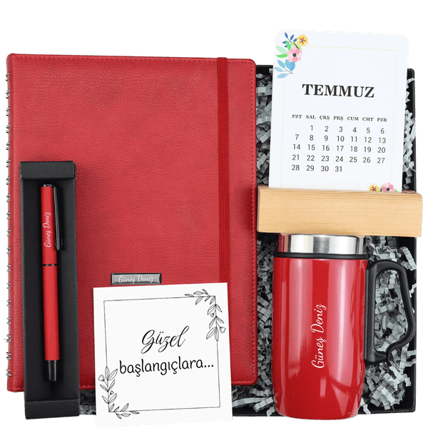 Tarihsiz Ajanda & Kalem & Kulplu Termos & Takvim Hediye Seti
